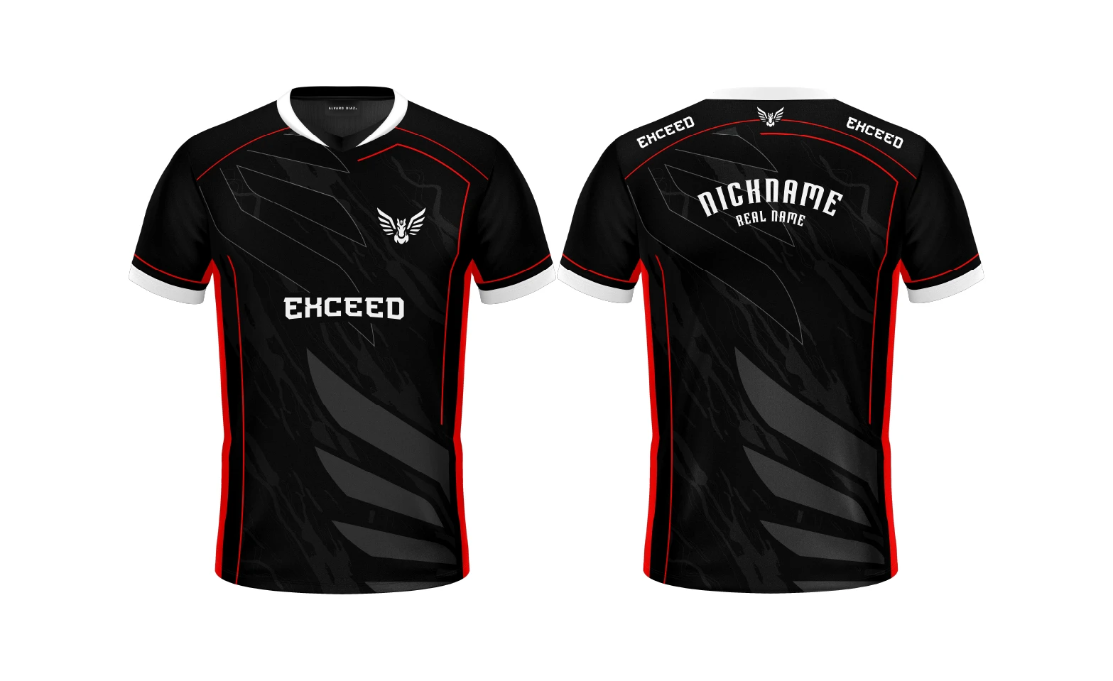 Exceed esports jersey, front and back