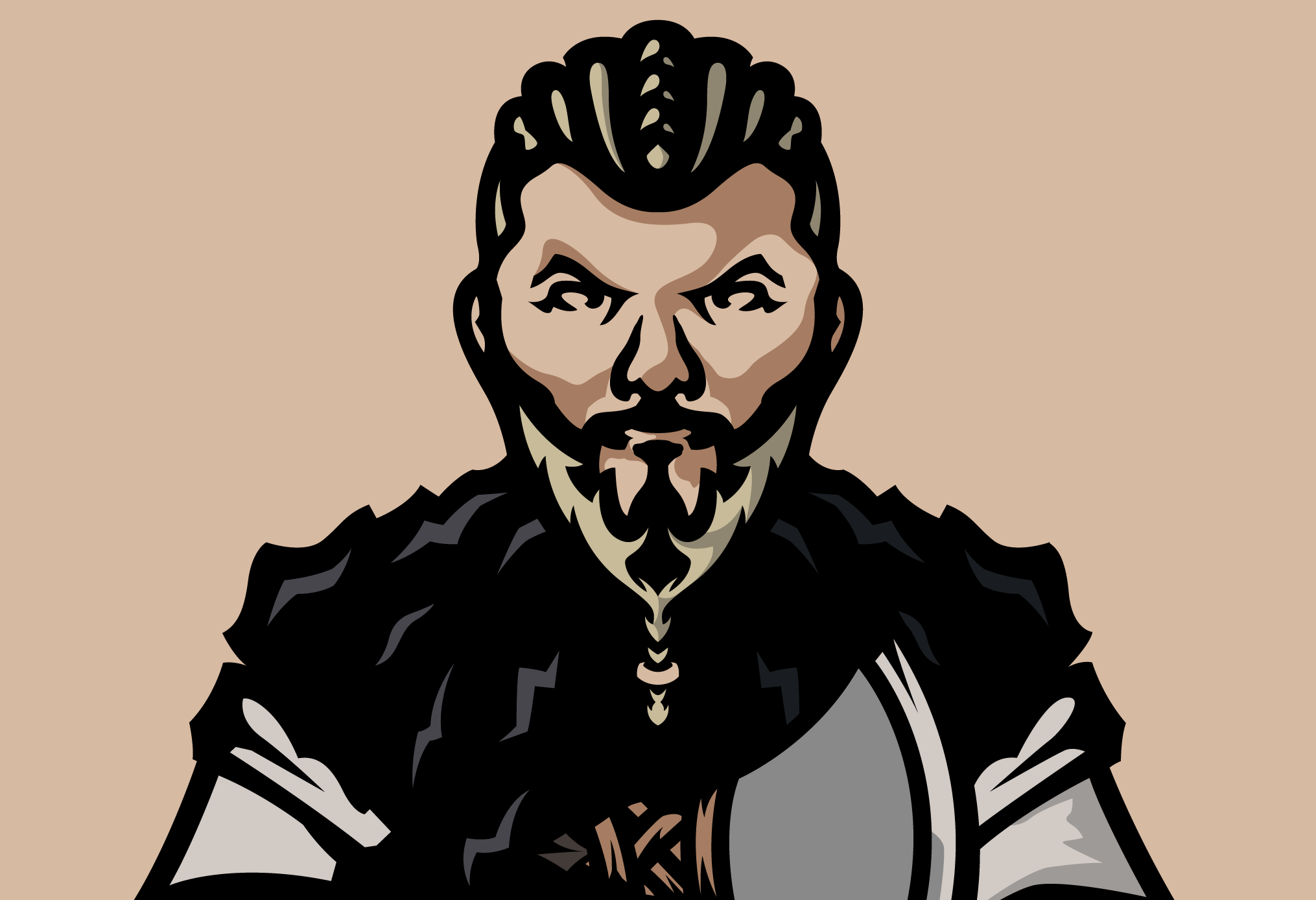 Viking warrior character, close-up detail