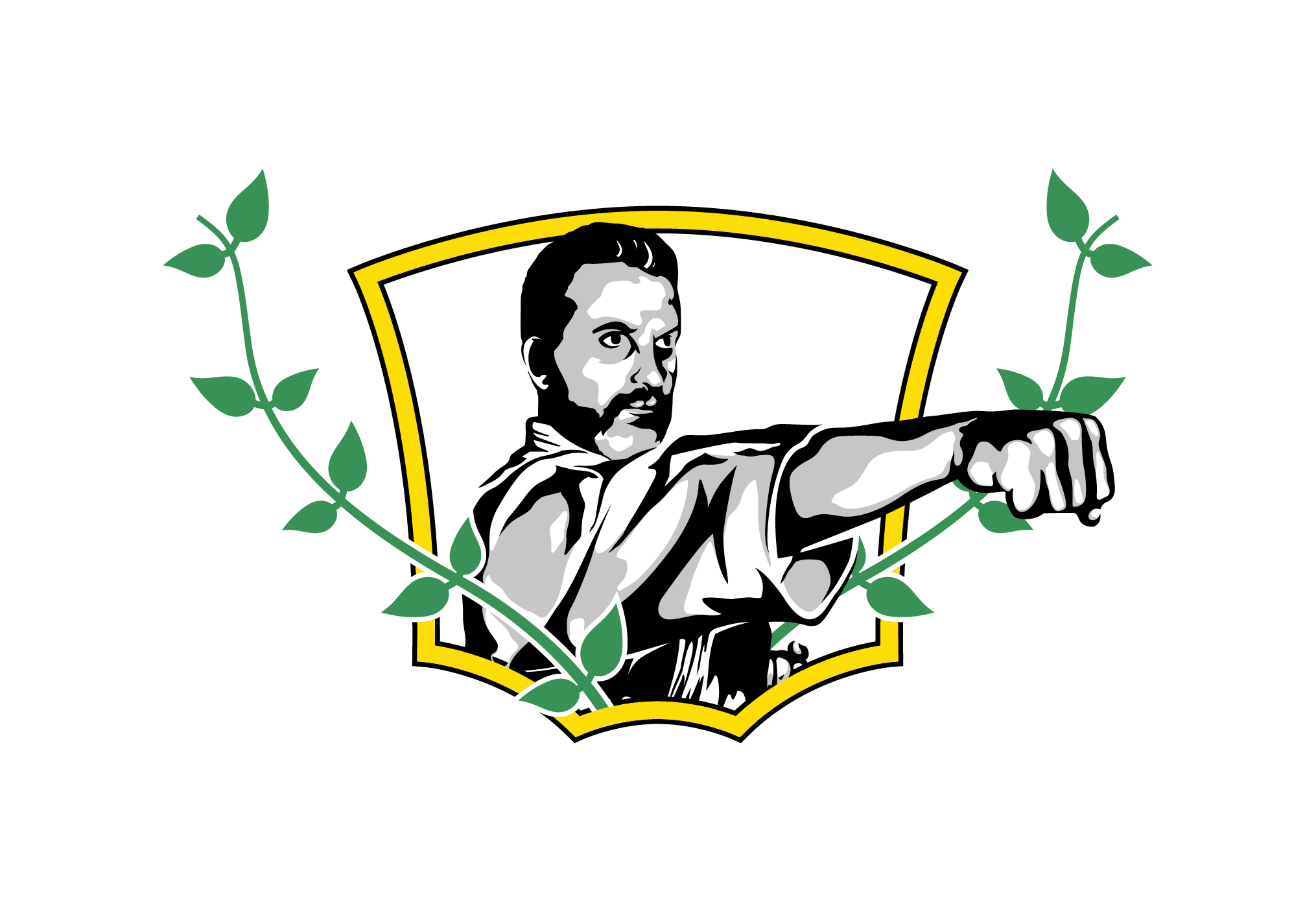 Karate master punching emblem illustration
