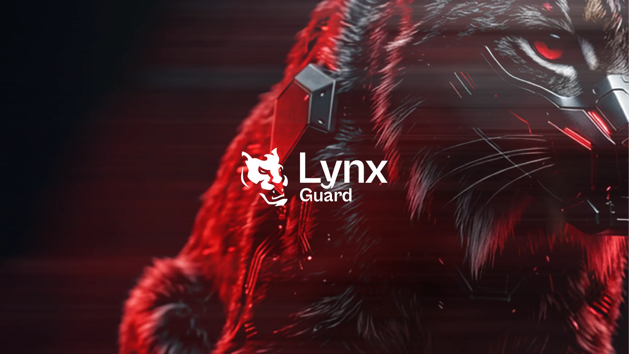 Lynx Guard logo over a red cybernetic lynx