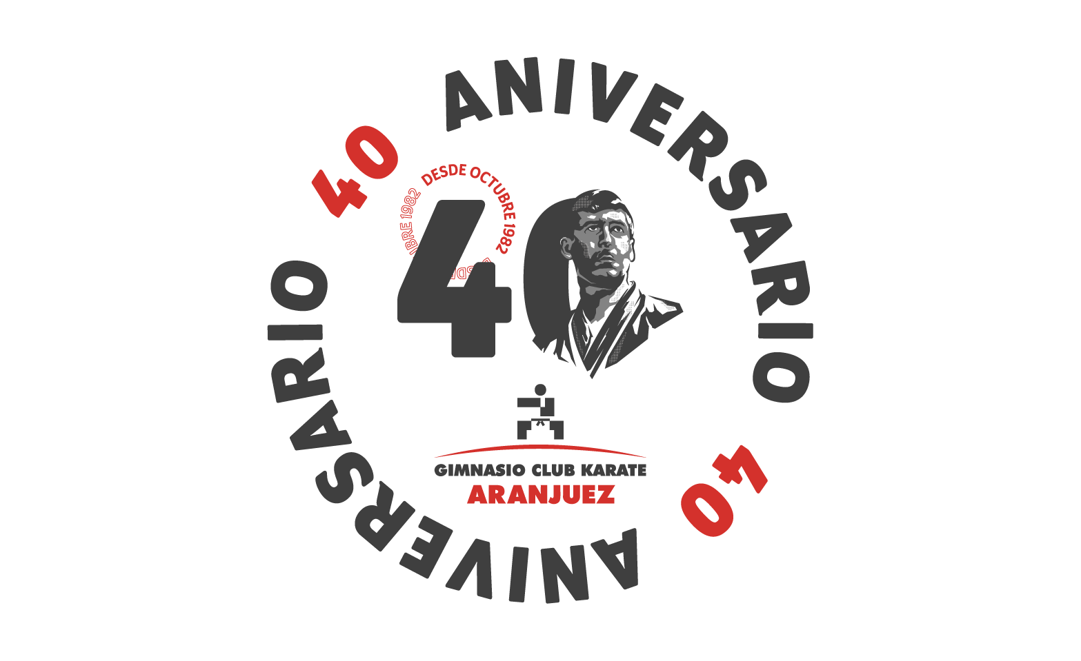 40th anniversary badge for Gimnasio Club Karate Aranjuez