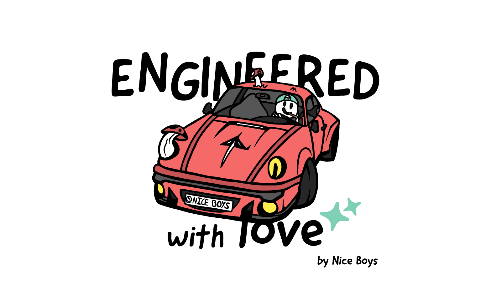Engineered with love car tee graphic